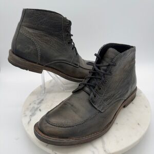 Bed Stu Protege Boots Mens 11 Black Distressed Leather Lace Up Moc Toe Mid Top